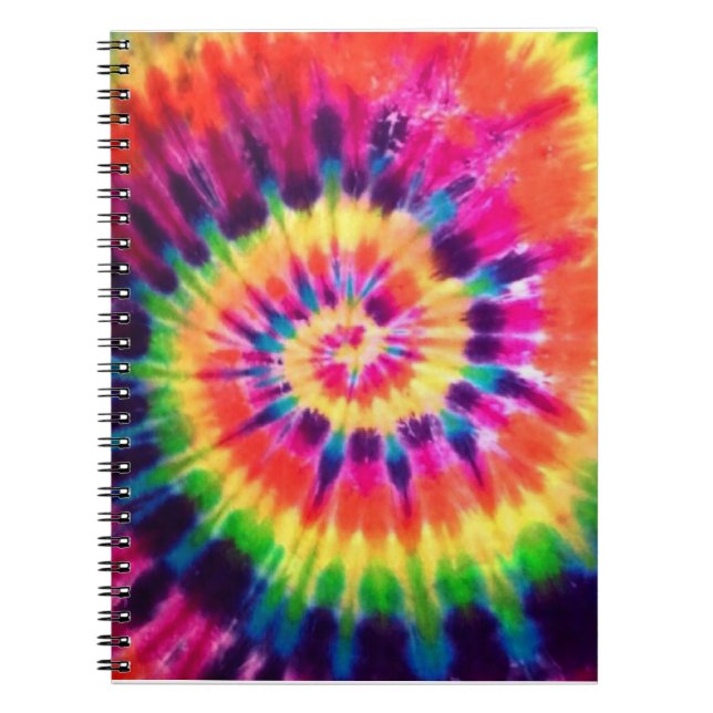 Hippy Peace Retro 60s Tie Dye Notebook (Front)