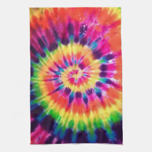Hippy Peace Retro 60s Tie Dye Tea Towel