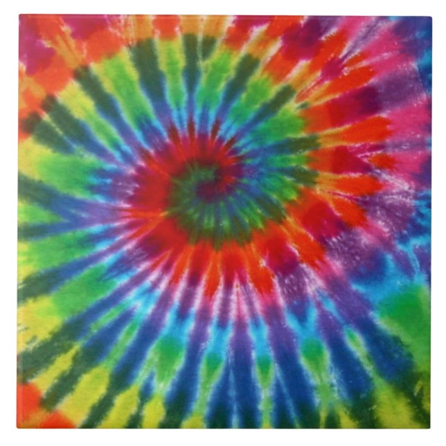 Hippy Peace Retro 60s Tie Dye Tile (Front)