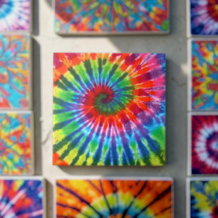 Hippy Peace Retro 60s Tie Dye Tile