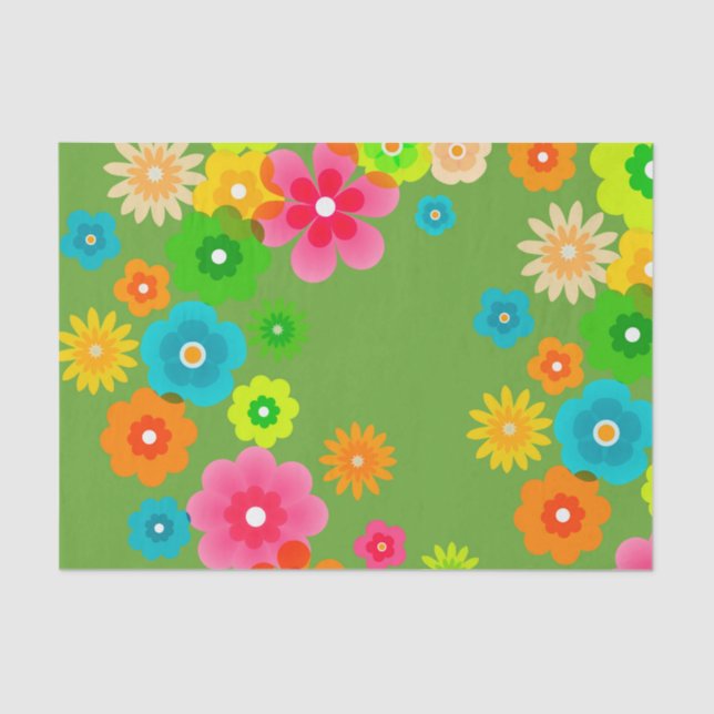Hippy Peace Retro Colourful Boho Chic Tissue Paper (Front)