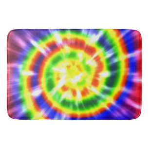 Hippy Peace Retro Tie Dye Colourful Boho Bath Mat