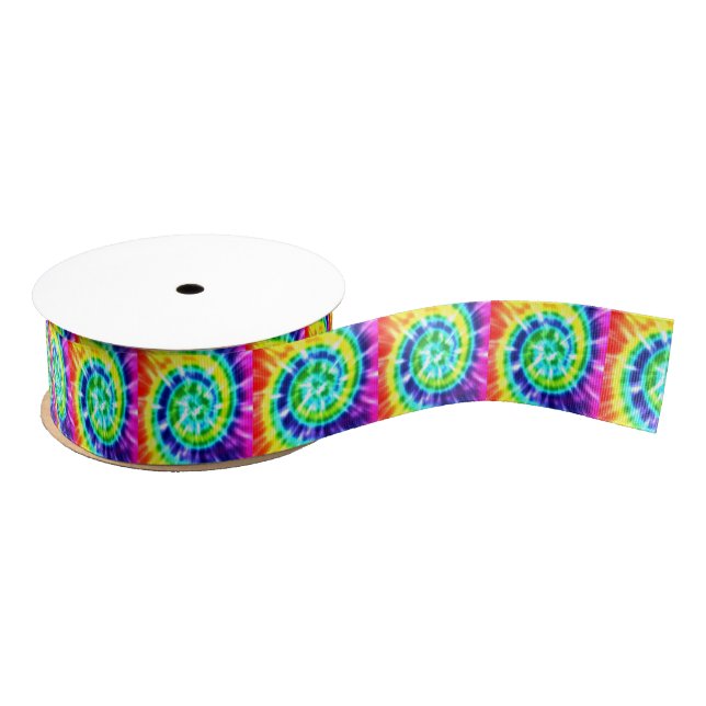 Hippy Peace Retro Tie Dye Colourful Boho Grosgrain Ribbon (Spool)