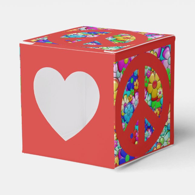 Hippy peace sign favour box (Front Side)