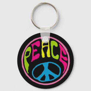 Hippy Peace Sign Key Ring