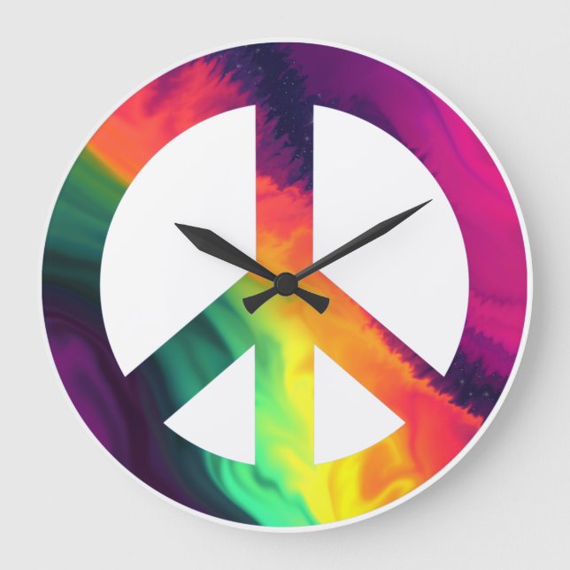 Hippy peace sign large clock (Front)