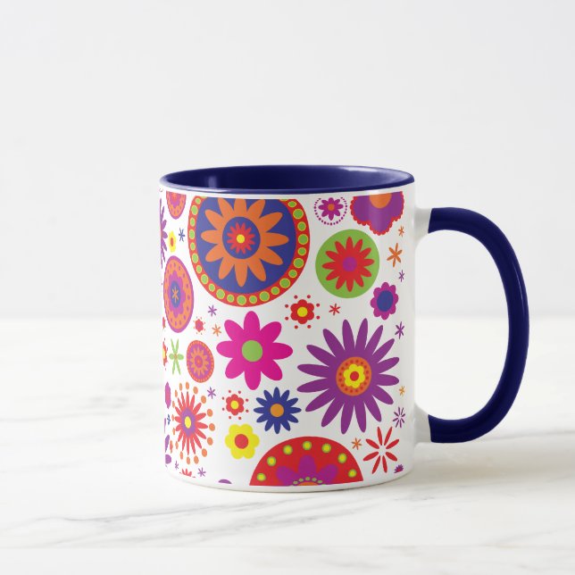 Hippy Rainbow Flowers Mug (Right)