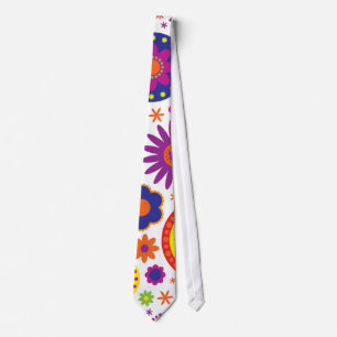 Hippy Rainbow Flowers Tie