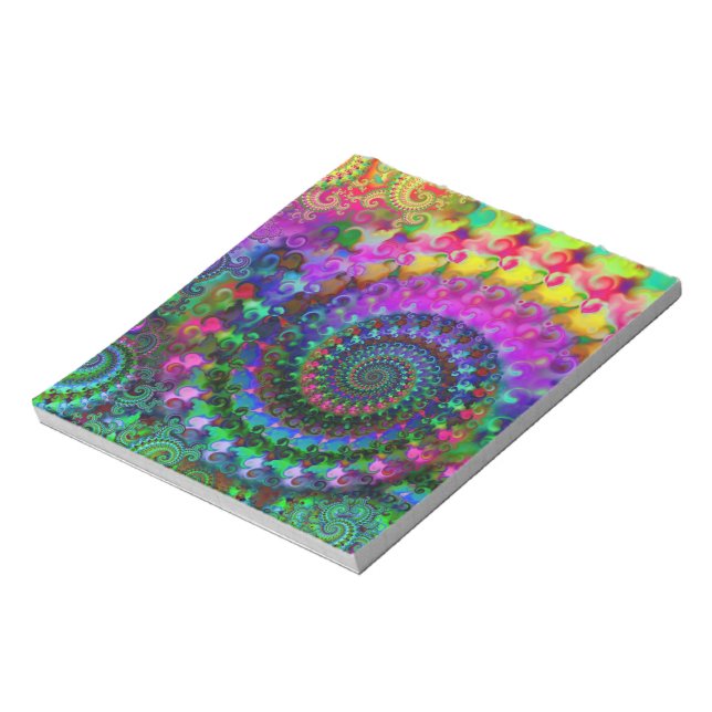 Hippy Rainbow Fractal Pattern Notepad (Rotated)