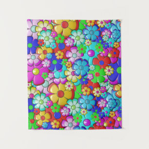Hippy retro floral art tapestry