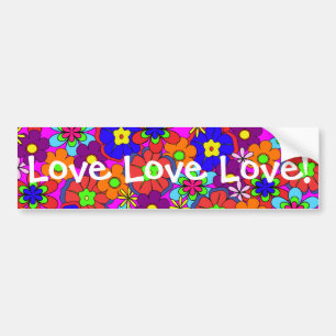 Hippy Retro Flowers Bumper Sticker