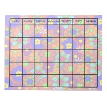 Hippy Retro Mod Flower Blank Calendar