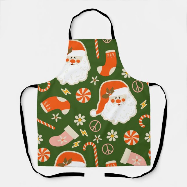 Hippy Santa and candy cane pattern   Apron (Front)