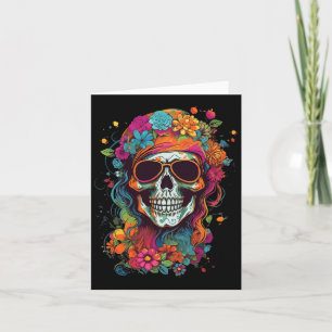 Hippy Skull Groovy Halloween Graphic Women Teens G Card