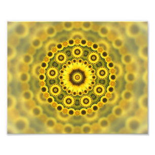 Hippy Sunflower Fractal Mandala Pattern Photo Print