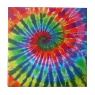 Hippy Tie Dye 60s Retro Colourful Boho Ceramic Tile