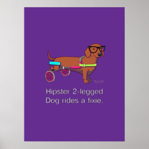 Hipster 2-legged Dog Poster