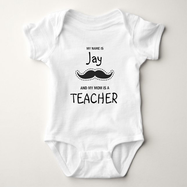Hipster and Boho design with a Mustache in Black Baby Bodysuit (Front)