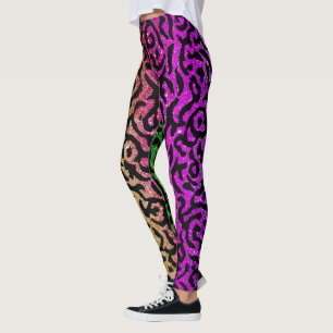 Hipster Animal Print Rainbow Pink Glitter Leggings