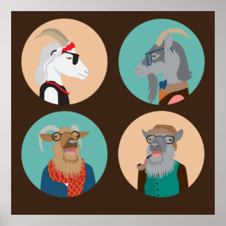 Hipster animals poster