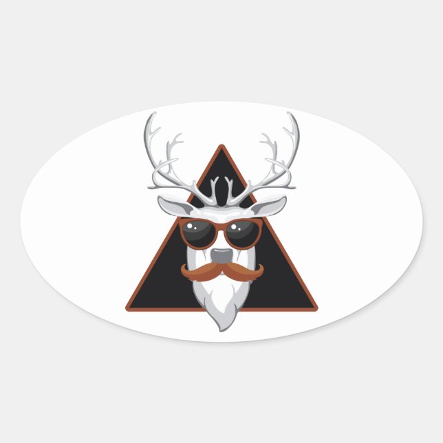 Hipster Antler Art Oval Sticker (Front)