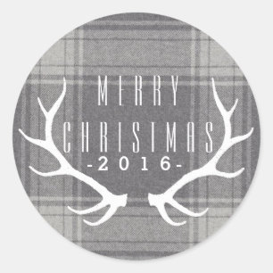 Hipster Antlers Christmas Classic Round Sticker
