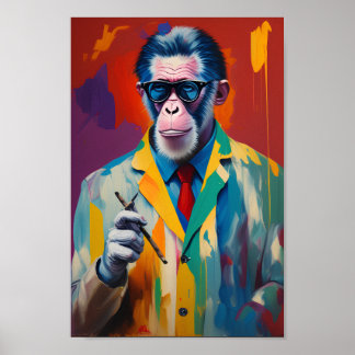 Hipster Ape Smoking Cigar Home Decoration Wall Art