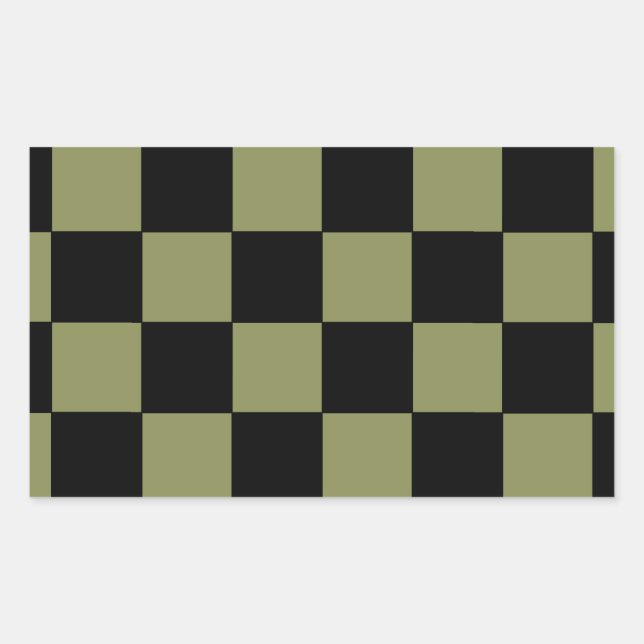 Hipster Army Green Chequerboard Chessboard Rectangular Sticker (Front)