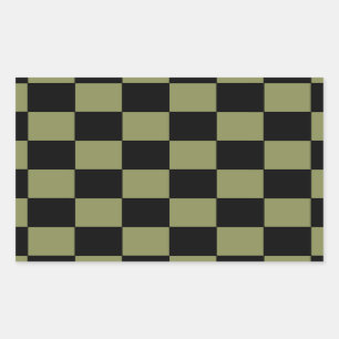 Hipster Army Green Chequerboard Chessboard Rectangular Sticker