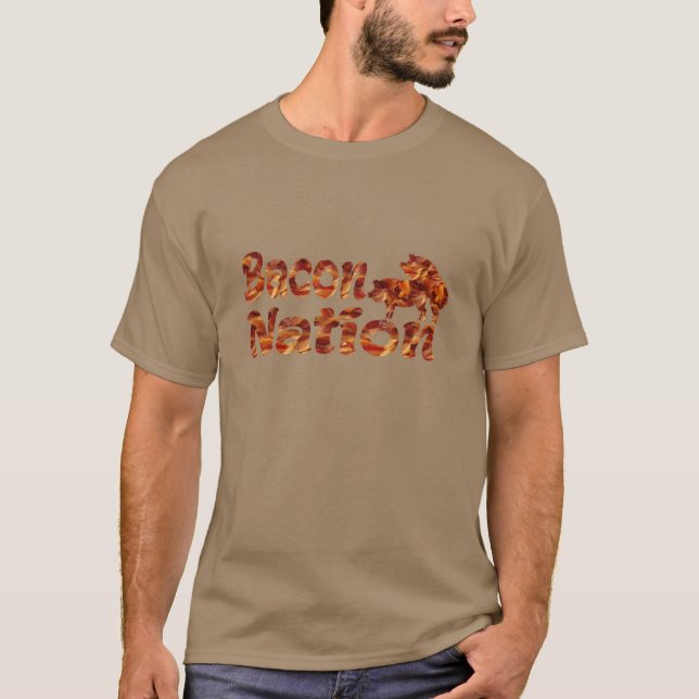 Hipster Bacon Nation Funny Bacon T-shirt Design (Front)