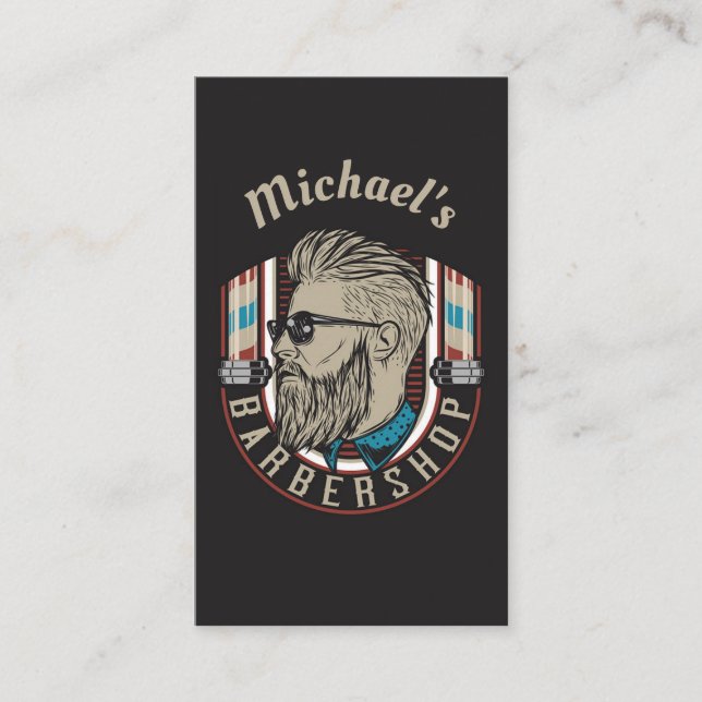 Hipster Barber / Hair Stylist Business Card (Front)