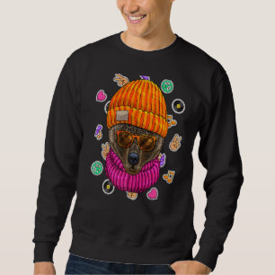 Hipster Bear Geek Nerd Glasses Animal Love Peace S Sweatshirt