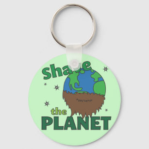 Hipster Bearded Earth Day Shave (Save) The Planet Key Ring
