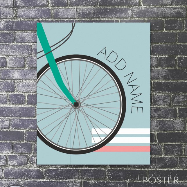 Hipster Bicycle Wheel with Custom Name 20x28 Poster (Sport Jersey Poster)