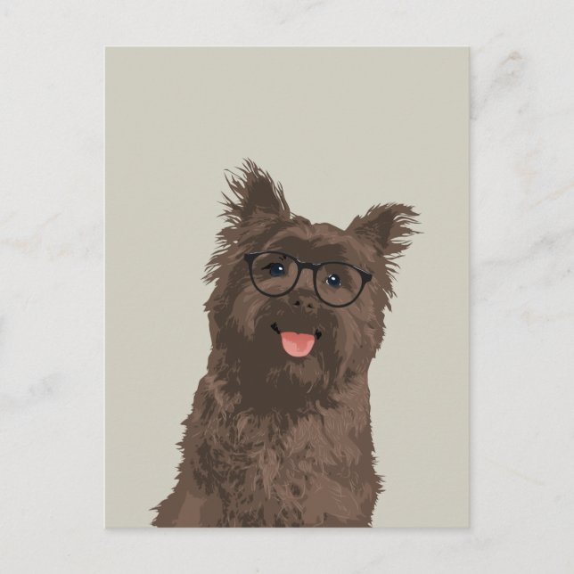 Hipster Black Glasses Cairn Terrier for Dog Lovers Postcard (Front)