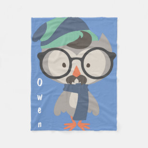Hipster Boys Mr Cool Owl Baby Fleece Blanket