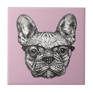Hipster Bulldog Ceramic Tile