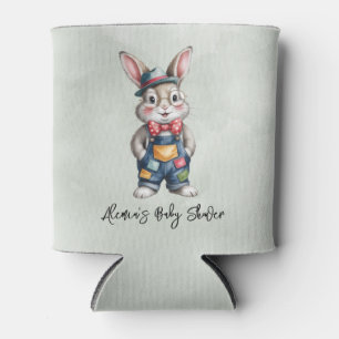 Hipster Bunny Boy Baby Shower Gift Can Cooler