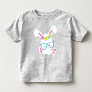 Hipster Bunny, Bunny With Glasses, Rabbit, Flowers Toddler T-Shirt