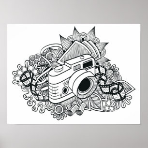 Hipster Camera Doodle 2 Poster