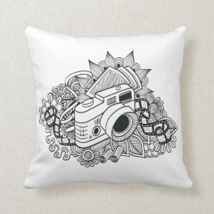 Hipster Camera Doodle Cushion