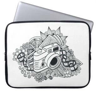 Hipster Camera Doodle Laptop Sleeve