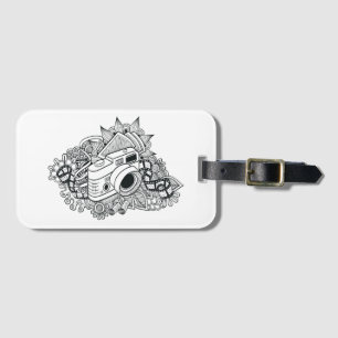 Hipster Camera Doodle Luggage Tag