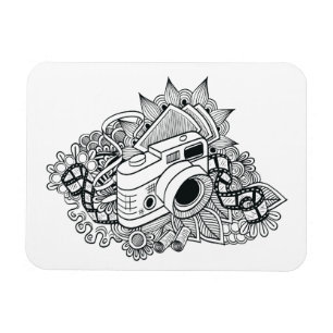 Hipster Camera Doodle Magnet