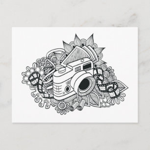 Hipster Camera Doodle Postcard
