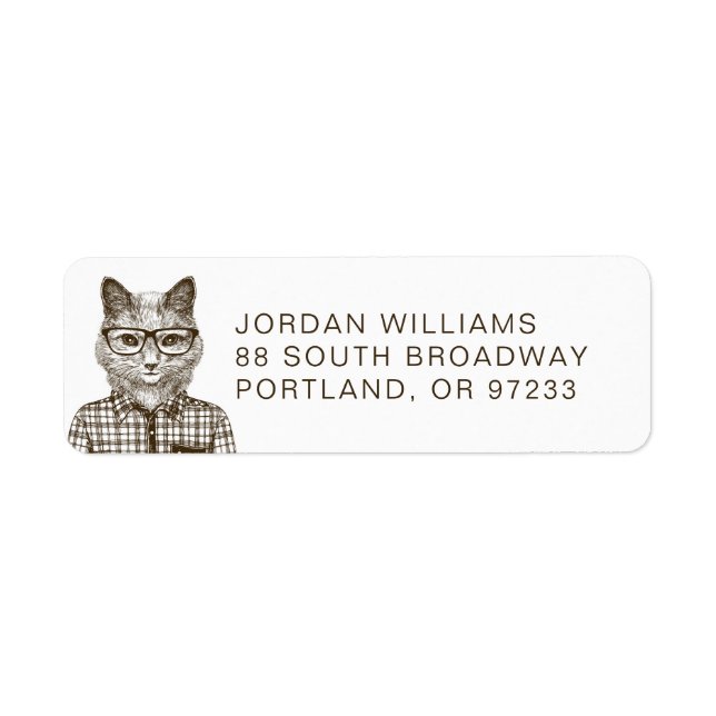 Hipster Cat | Add Your Name Return Address Label (Front)