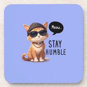 Hipster Cat Design Hard plastic coaster