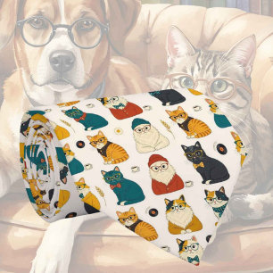 Hipster Cat in Eye Glasses Illustrations Tie