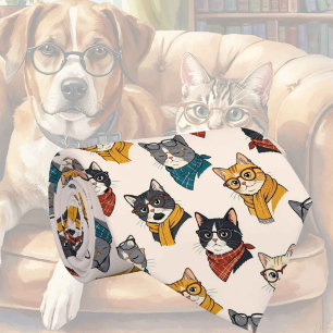 Hipster Cat in Eye Glasses Illustrations Tie