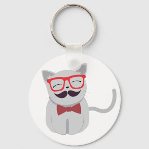 Hipster Cat Key Ring